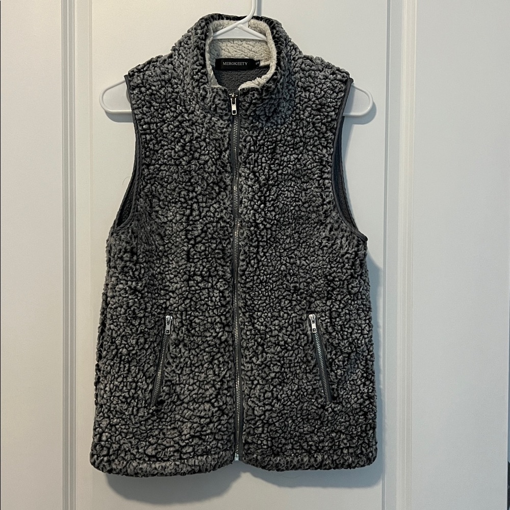 Cozy Gray Sherpa Vest
